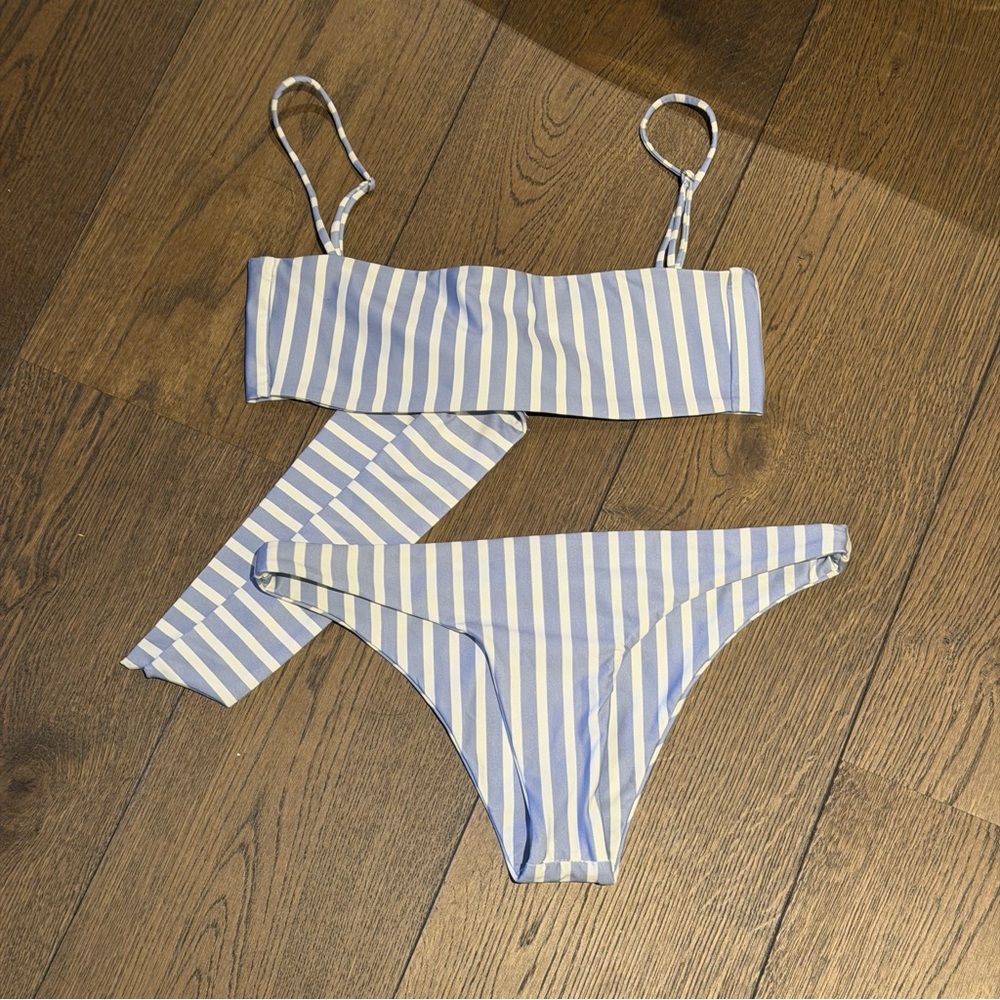 Skin by SAME Striped Blue & White Bandeau Bikini Set
